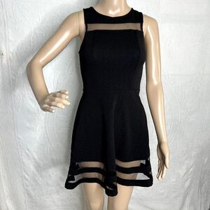 Monteau Black Textured Mesh Dress
